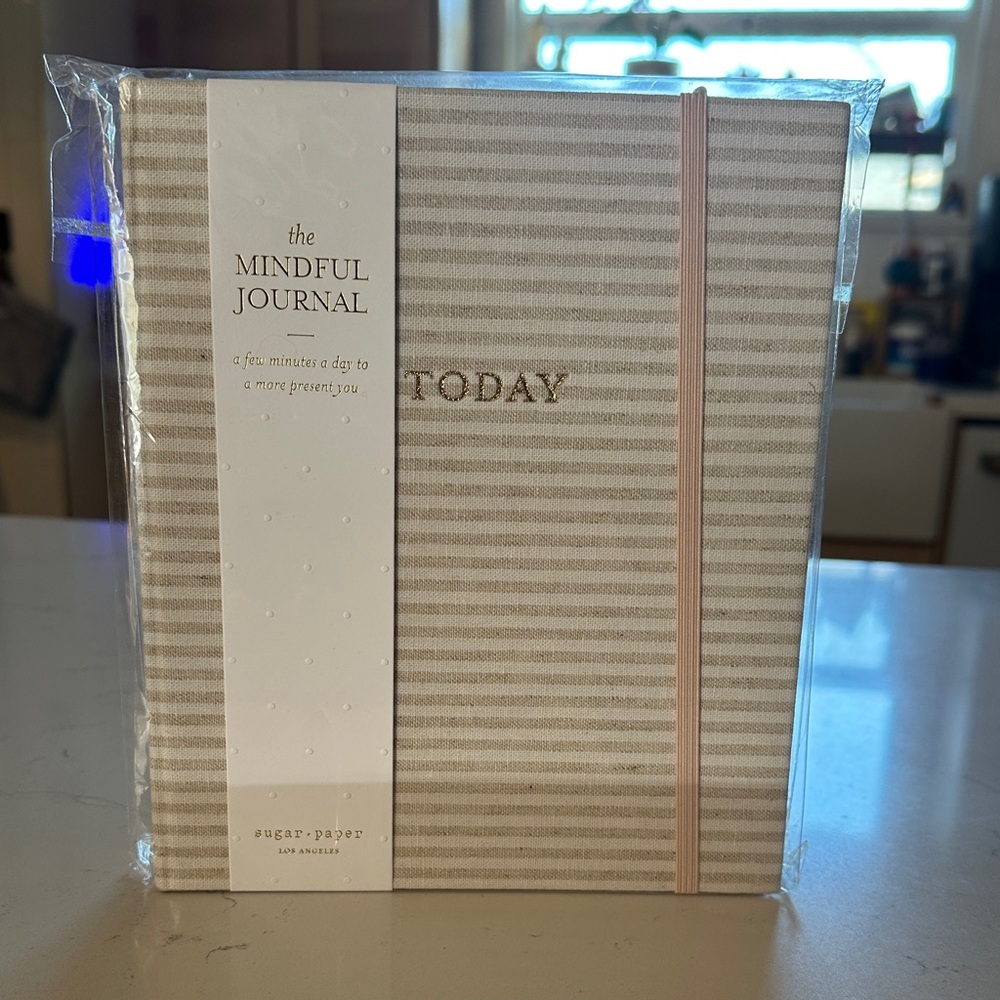 Striped Beige Mindful Journal with Elastic Band